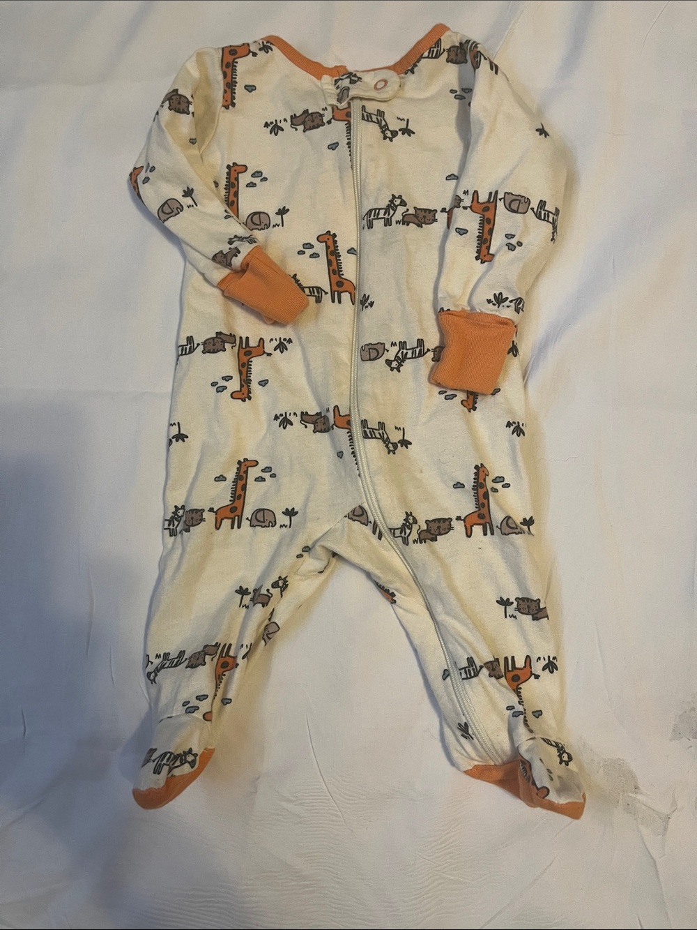 Cream and Orange Giraffe Print Baby One-Piece Newborn